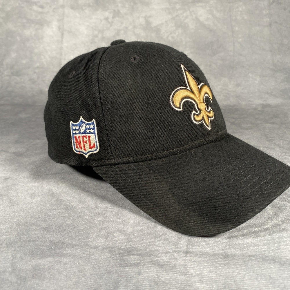 NFL‎ New Orleans Saints Hat Cap Reebok Adjustable Strapback Black NFL - Picture 2 of 6